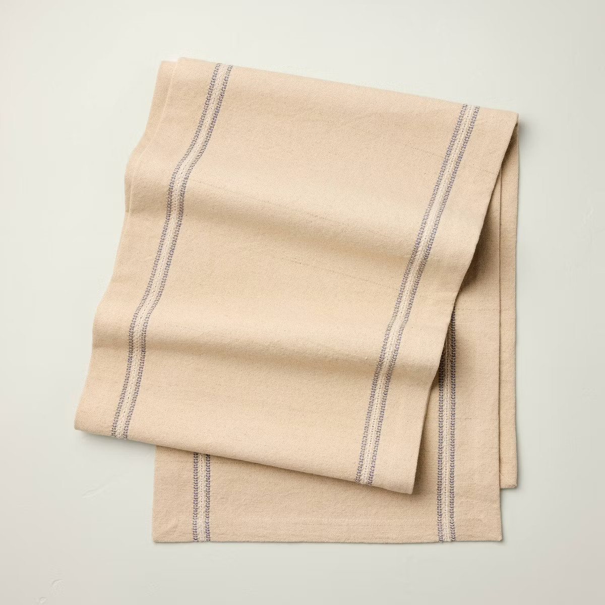 14"x72" Striped Border Table Runner Beige/Blue - Hearth & Hand™ with Magnolia | Target