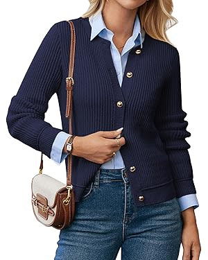 GRACE KARIN Knit Cardigan Sweaters for Women Long Sleeve Ribbed Button Up Sweater 2025 Fall Casua... | Amazon (US)