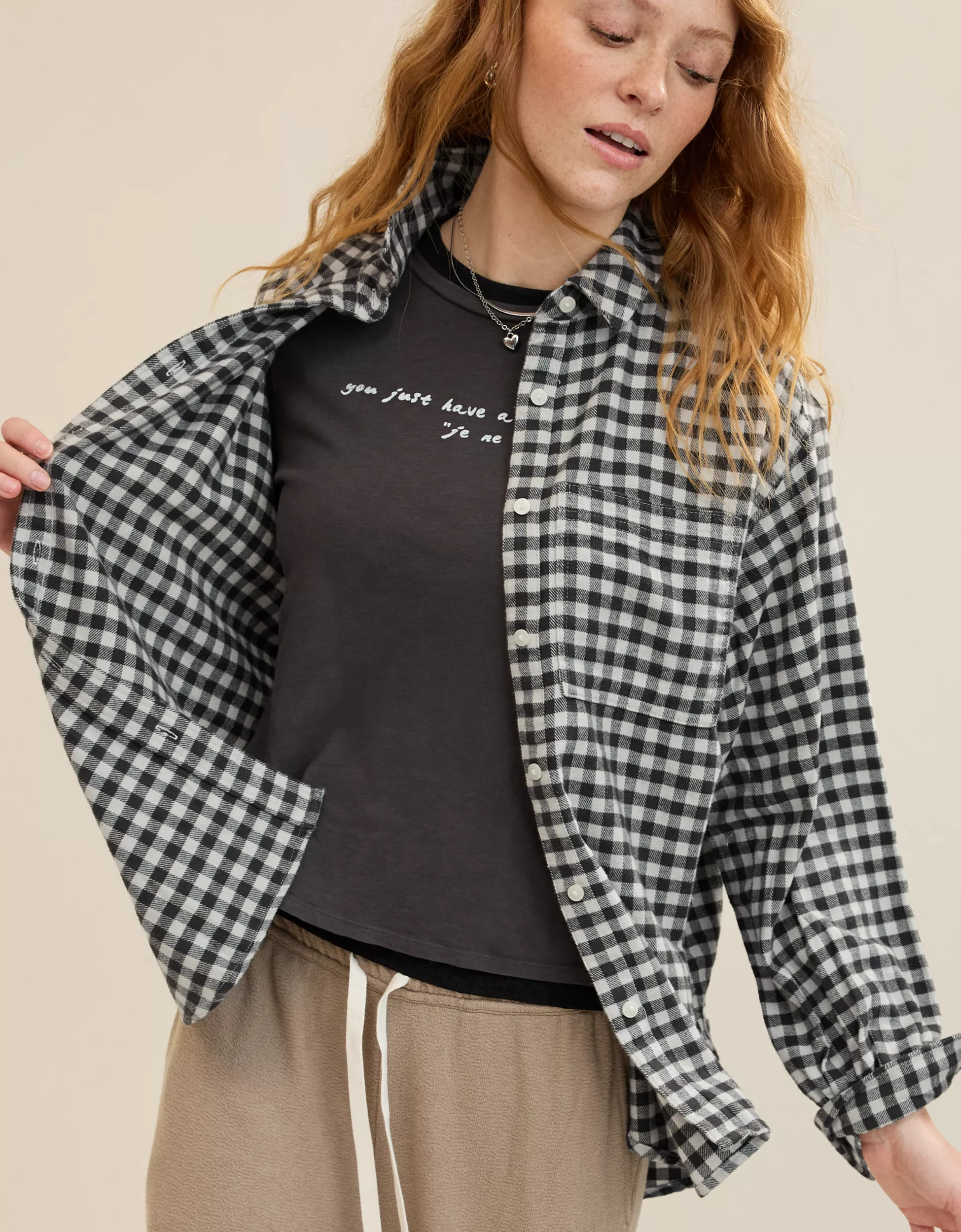 Aerie Anytime Fave Flannel Button Down Shirt | American Eagle Outfitters (US & CA)