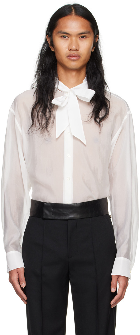 System White Sheer Button Down Shirt | SSENSE