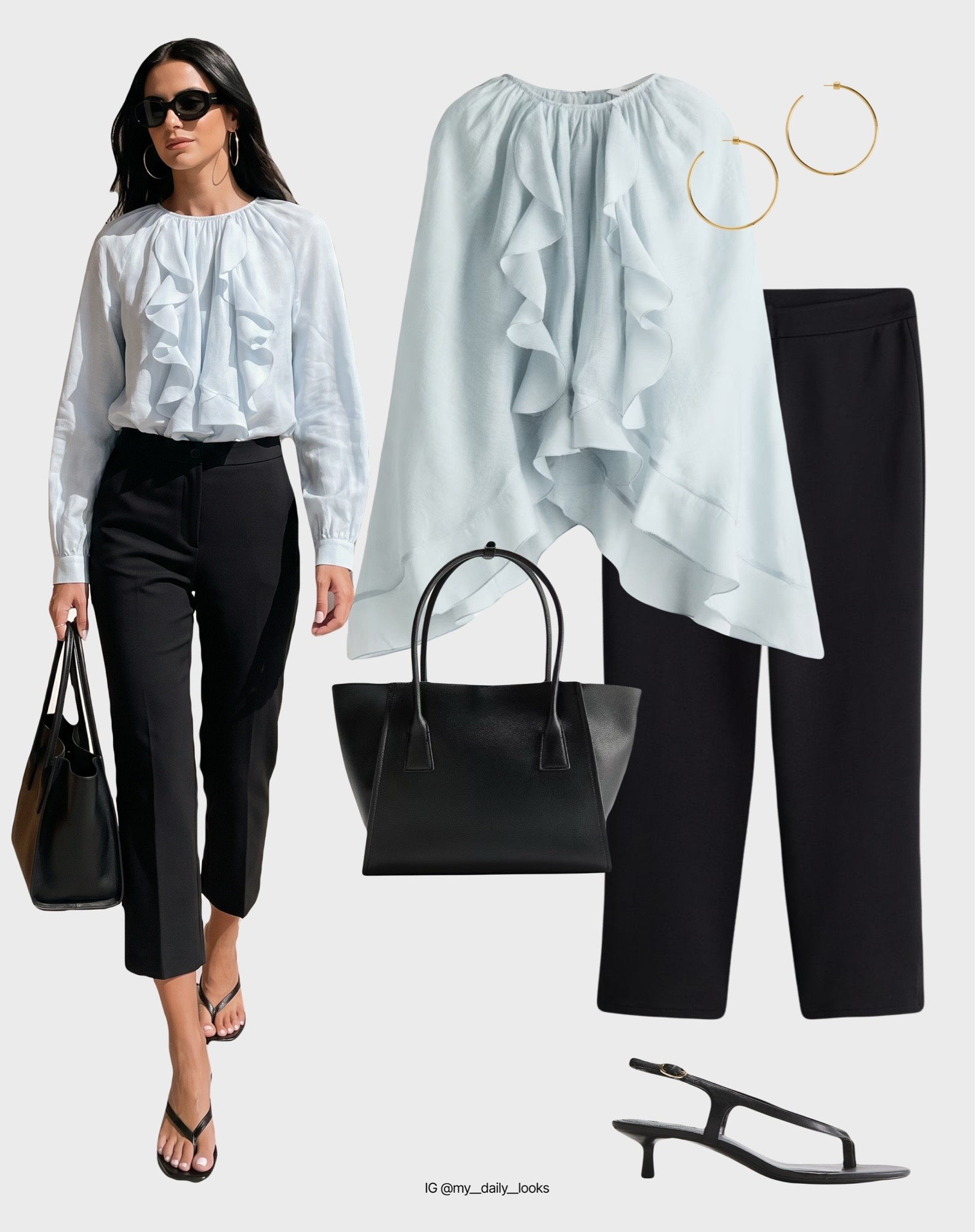 Satin blouse outfit 🖤

Tags: summer outfits, summer pre-fall, office look, capsule wardrobe, capri pants, high street.

#LTKautumn #LTKdatenight #LTKworkwear