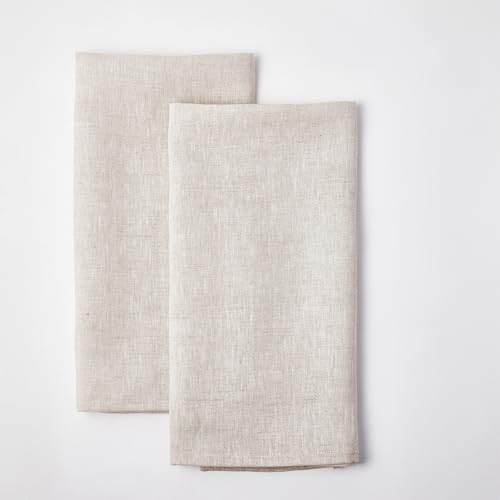 INYOWAKI 100% Pure Flax Linen Kitchen Hand Towels Set of 2 - Quick Dry Extra Soft 20 x 27 Inch Tea Dish Towels - Handcrafted with Hanging Loop - (Linen) | Amazon (US)