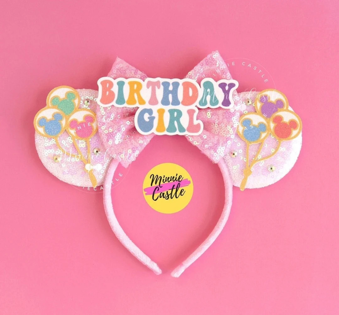 Birthday Girl Mickey Ears, Balloons Mouse Ears, Minnie Ears, Birthday Ears, Birthday Mickey Ears,... | Etsy (US)