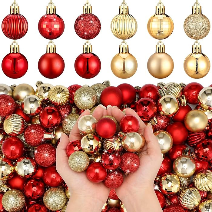 Shappy 216 Pcs Mini Christmas Ball Ornament 1.18 Inch Small Christmas Tree Decorations 6 Styles S... | Amazon (US)