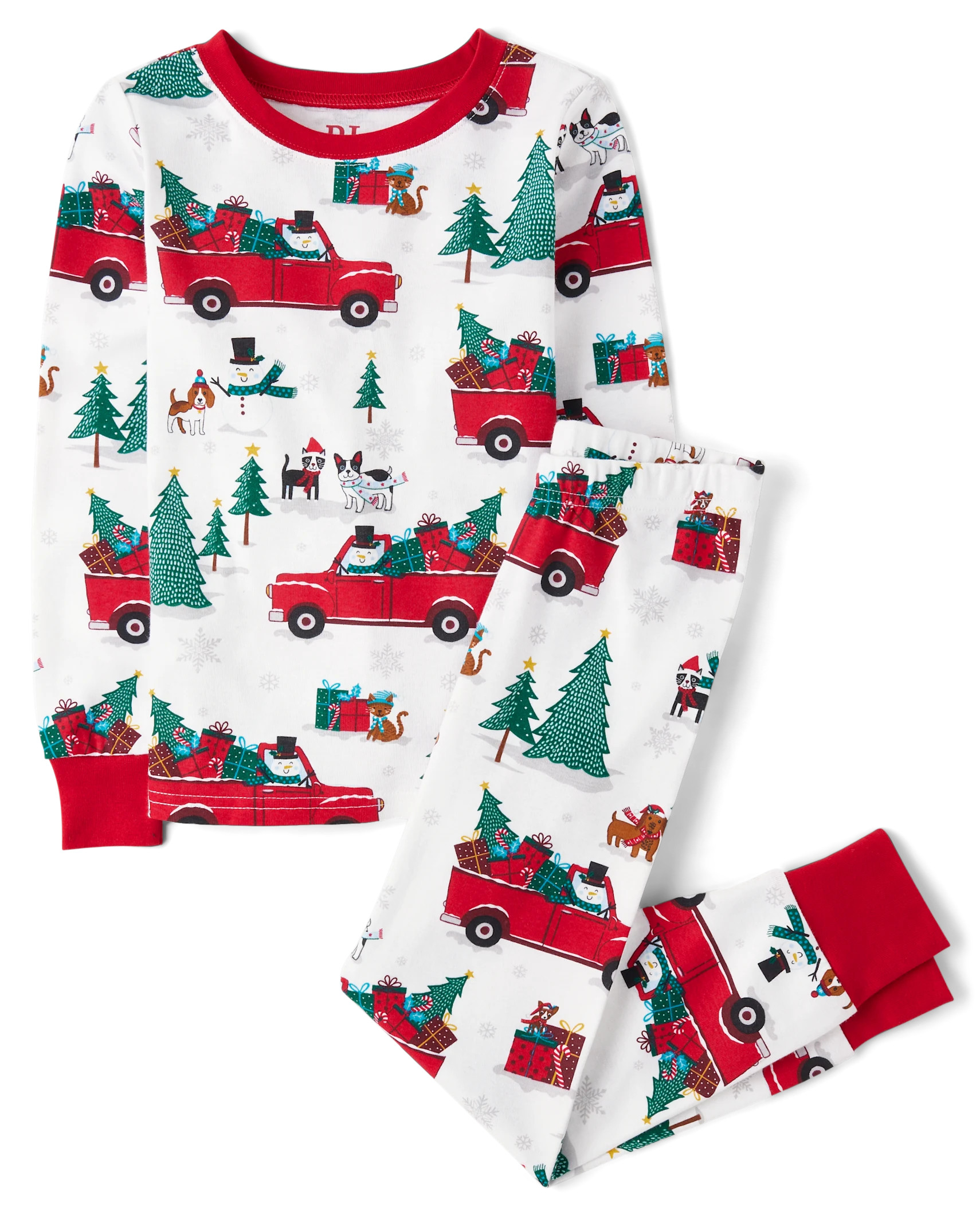 Unisex Kids Matching Family Christmas Long Sleeve Truck Print Snug Fit Cotton Pajamas - WHITE | T... | The Children's Place
