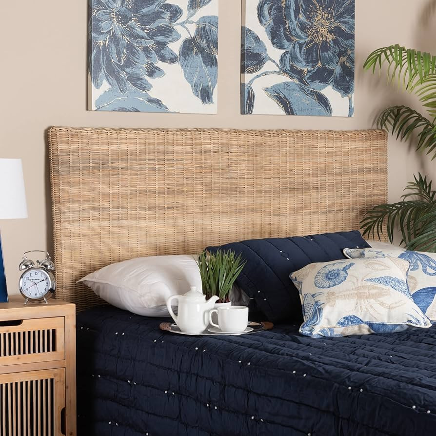 Bali & pari Cantara Modern Bohemian Natural Rattan Queen Size Standalone Headboard | Amazon (US)