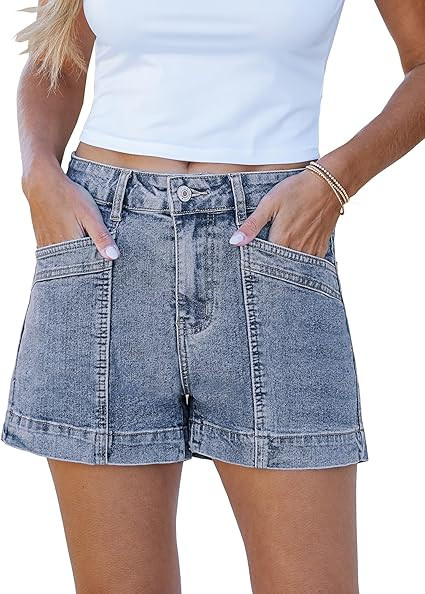 luvamia Jean Shorts for Women High Waisted Stretchy Denim Jorts Trendy Casual Distressed Cut Off ... | Amazon (US)