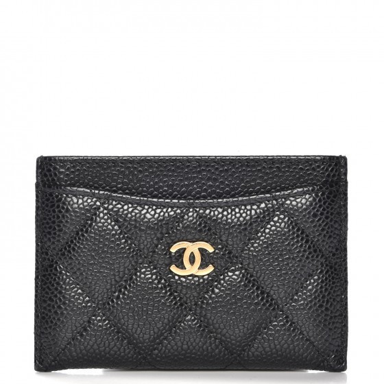 Women's Chanel Classic Card Holder Quilted Caviar Goldtone in Black | StockX