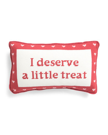 9x15 I Deserve A Little Treat Needlepoint Pillow | TJ Maxx