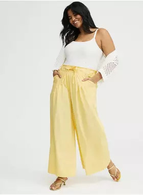 Pull-On Poplin Wide-Leg Pant | Torrid (US & Canada)
