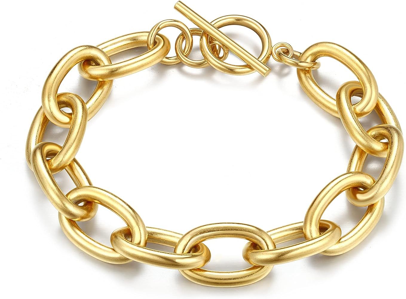 Dochais 18K Gold Plated Chain Bracelet for Women, Twisted Double Rope Chain/ Coffee Bean Chain/ P... | Amazon (US)