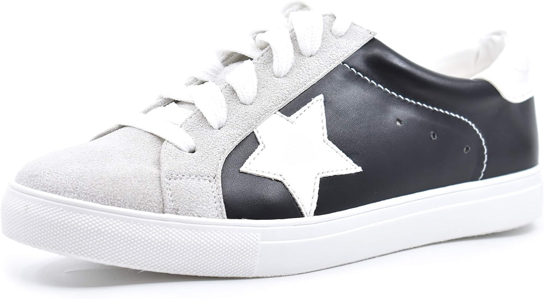 Womens Lace Up Low Top Round Toe Star Sneakers | Amazon (US)