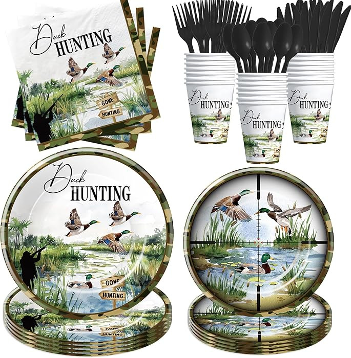 Duck Hunting Party Decorations Tableware - Mallard Theme One Luck Duck Hunting Birthday Party Sup... | Amazon (US)