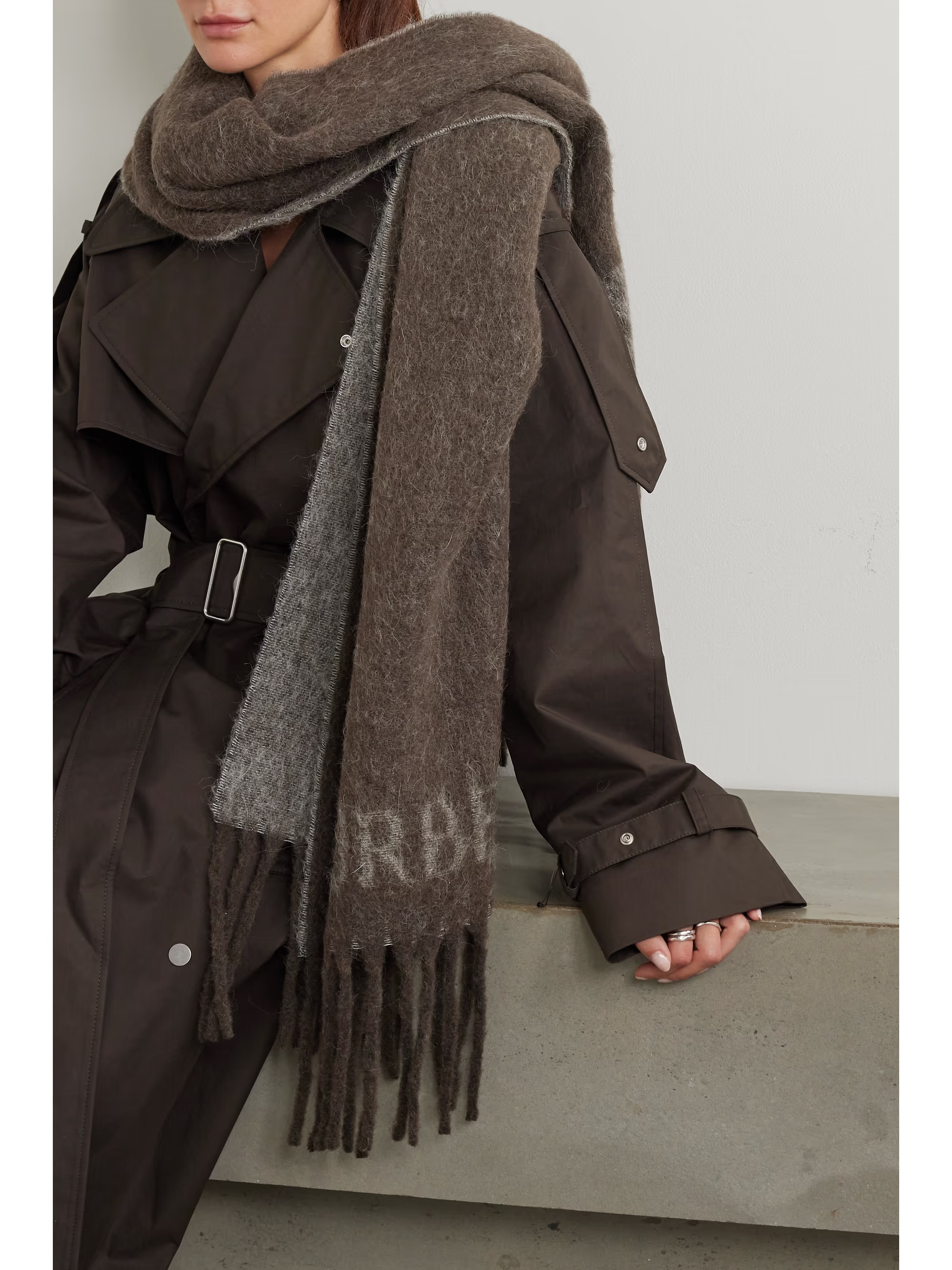 Fringed jacquard-knit scarf | NET-A-PORTER (US)