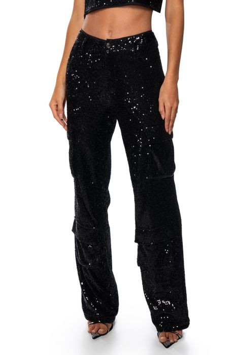 NIGHT OF NIGHTS SEQUIN CARGO PANT | AKIRA