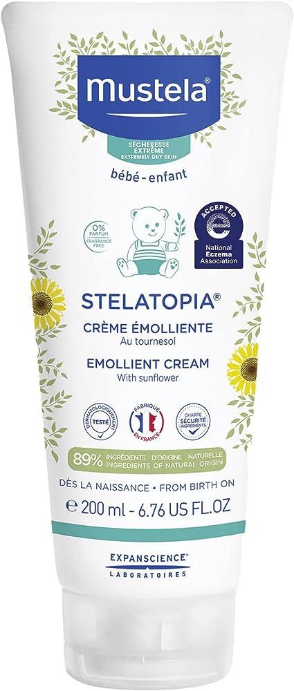 Mustela Stelatopia Eczema-Prone Skin Emollient Baby Cream - Moisturizing Body Lotion with Natural... | Amazon (US)