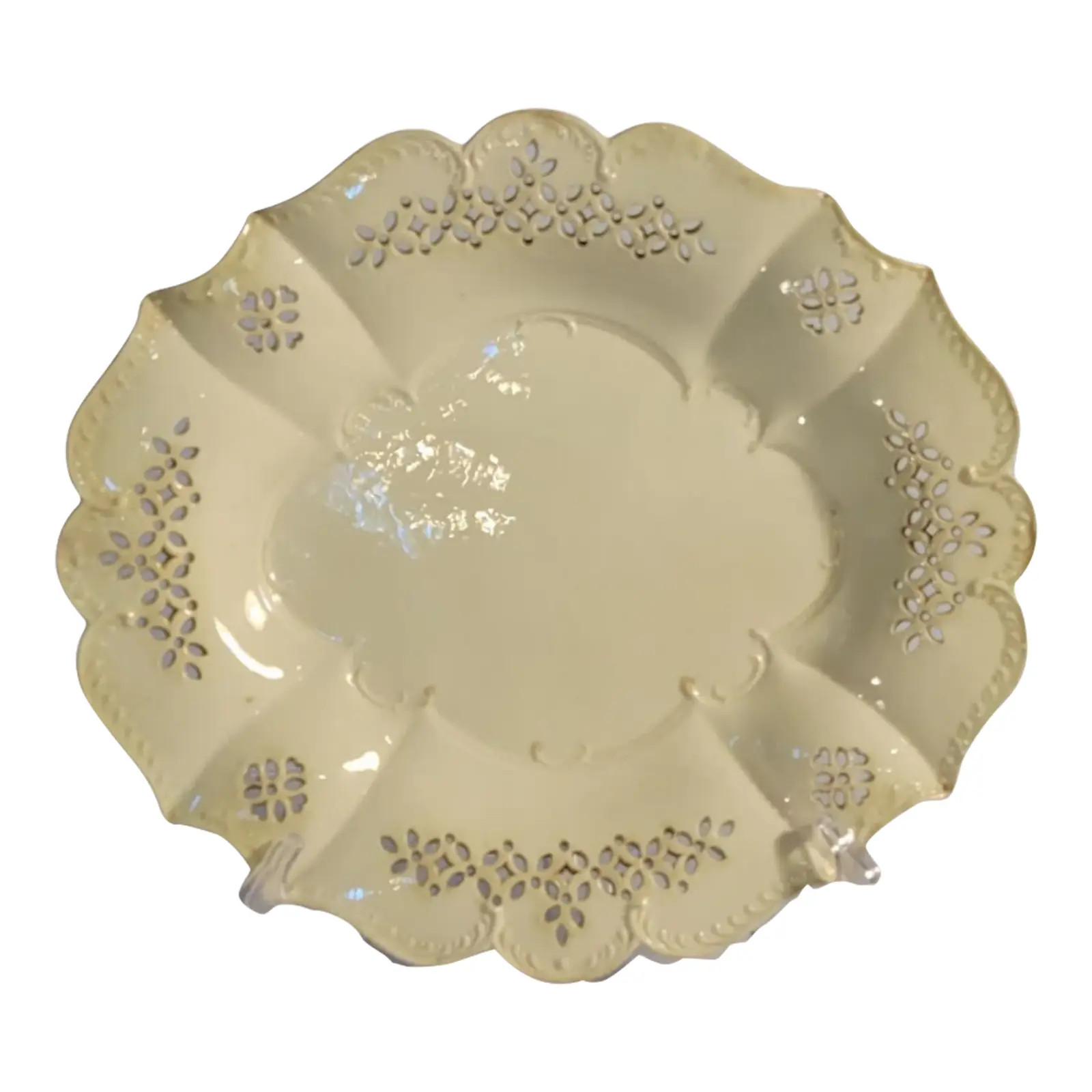Late 18th Century Reticulated Creamware Serving Plate | Chairish