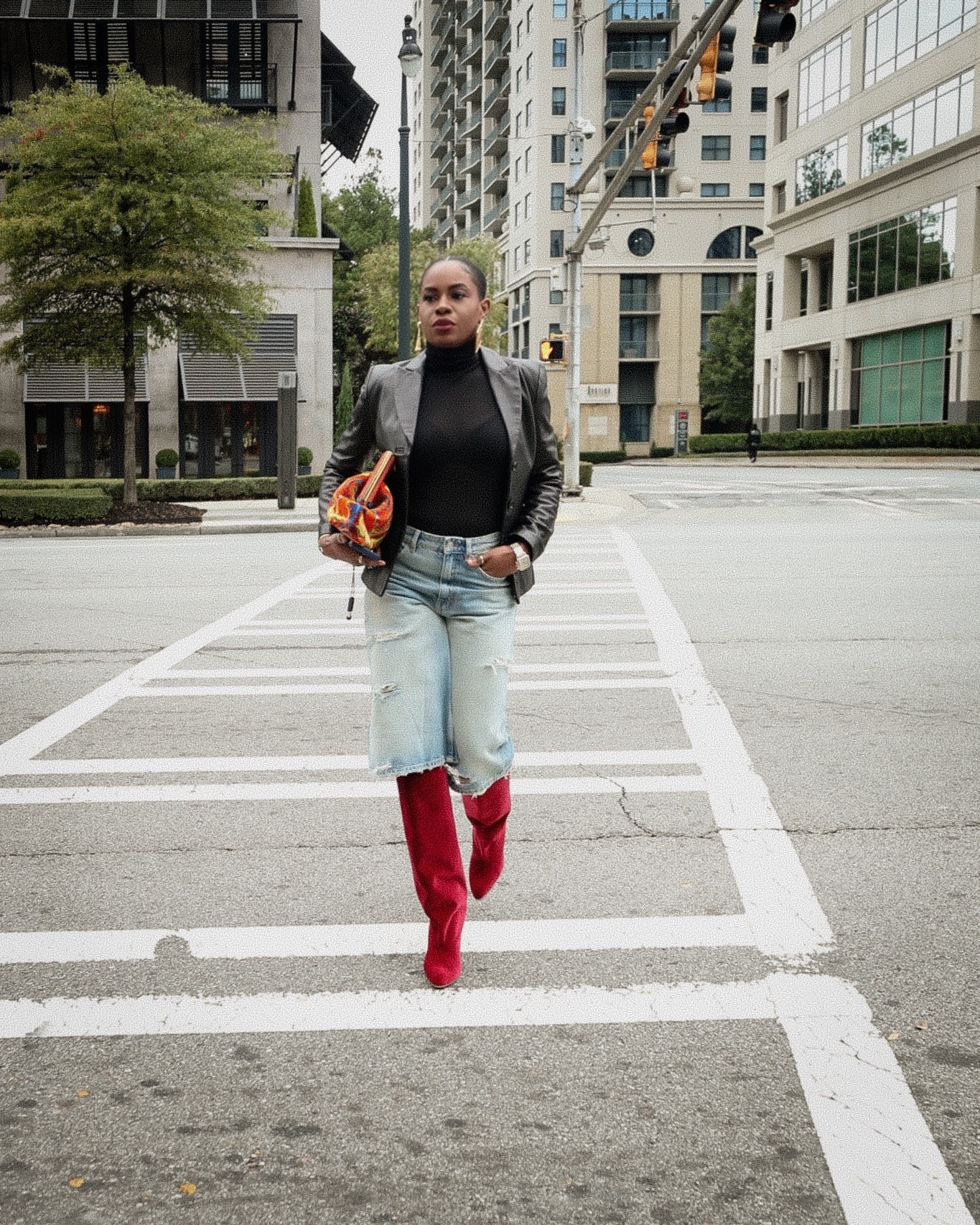 Walking like the outfit said “trust me.