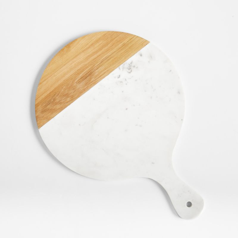 Amara Marble and Light Oak Small Board | Crate and Barrel | Crate & Barrel
