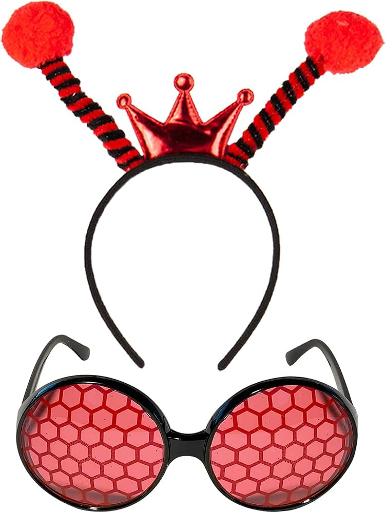 Funcredible Ladybug Headband and Glasses Set - Ladybug Antenna Headband with Lady bug sunglasses ... | Amazon (US)