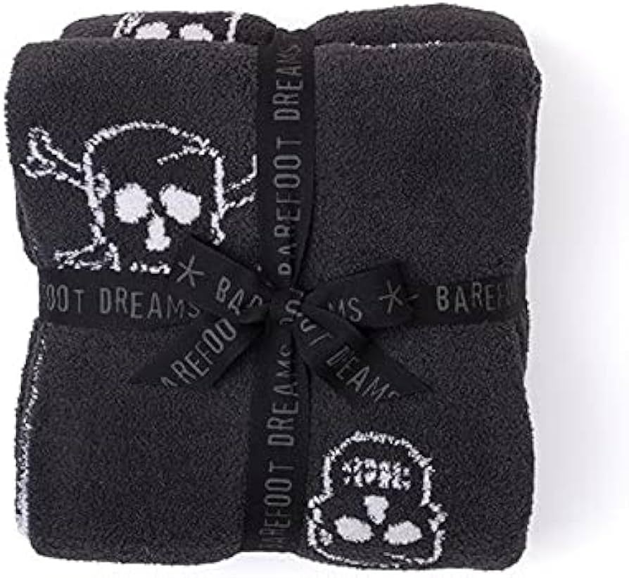 Barefoot Dreams CozyChic Skull Throw, Throw Blanket, Soft Blanket, Carbon/Almond, 54” x 72” | Amazon (US)