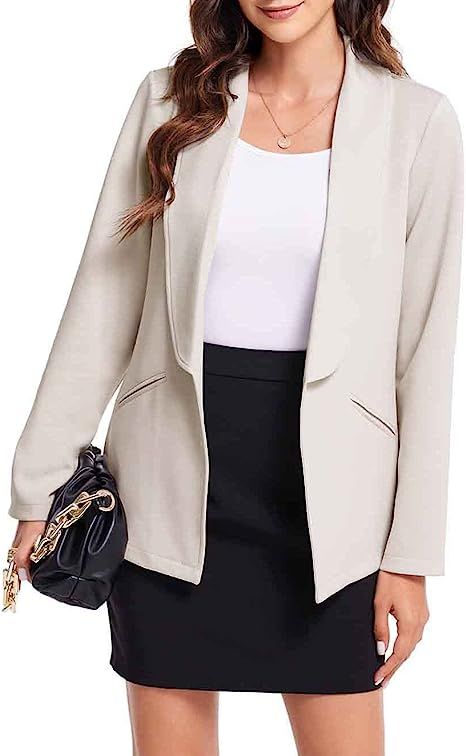 KANWIZL Chaqueta de manga larga para mujer con frente abierto, chaqueta de trabajo y oficina | Amazon (US)