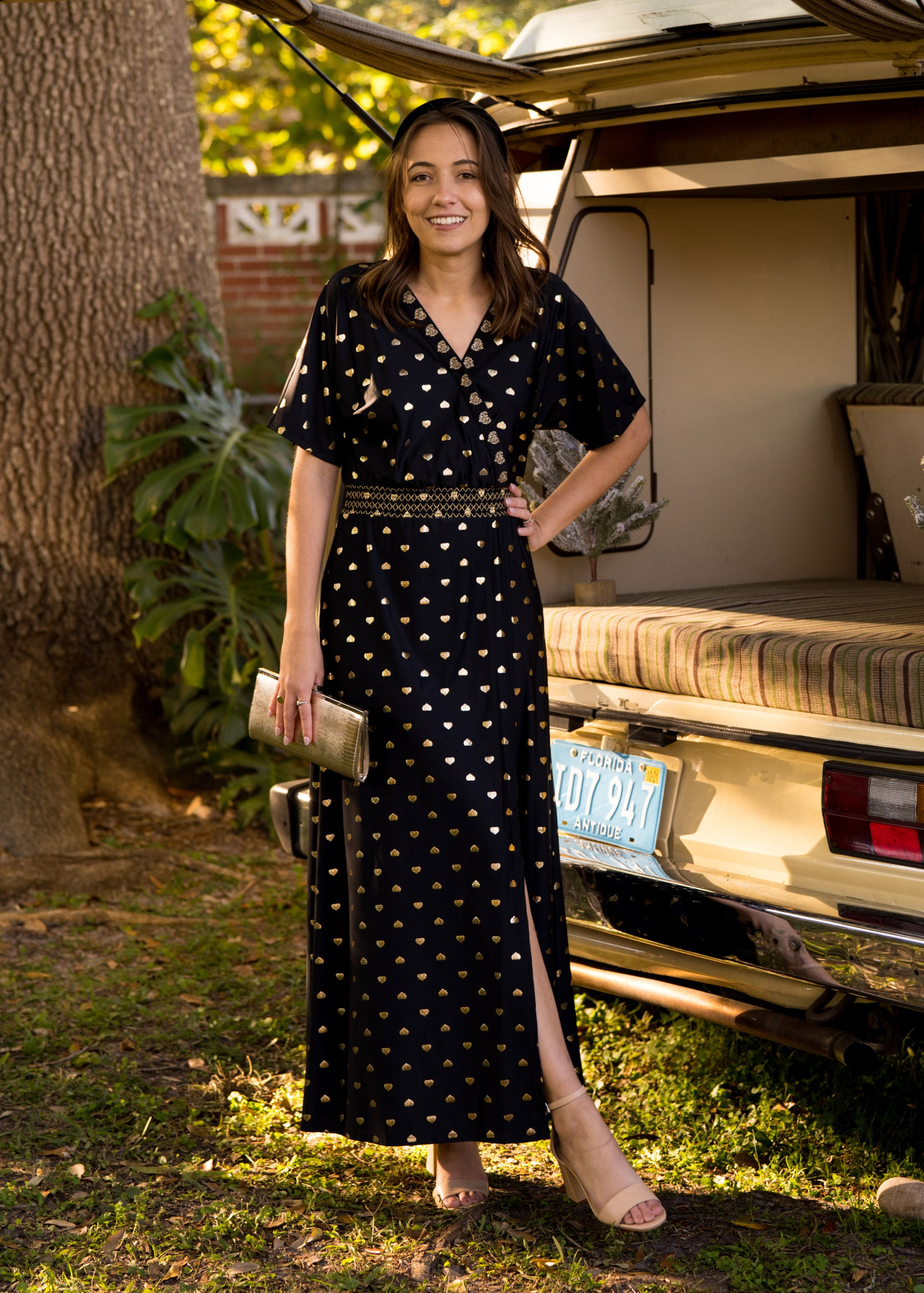 Black Metallic Embroidered Maxi Dress | Cabana Life