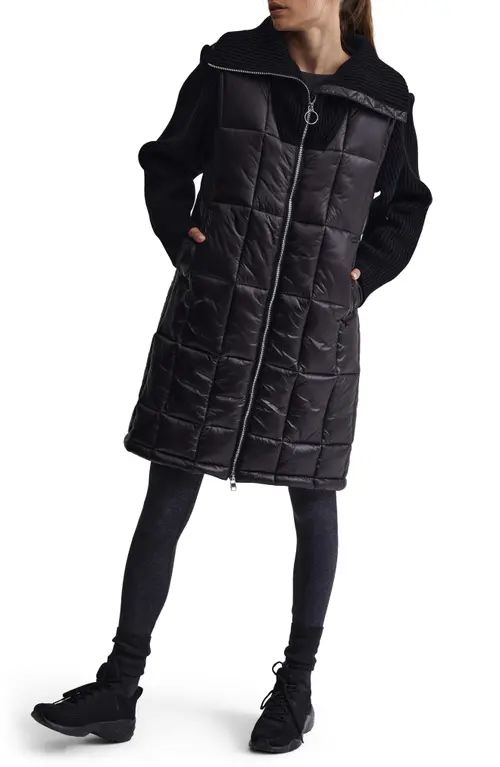Varley Mayten Knit Accent Puffer Coat in Black at Nordstrom, Size Small | Nordstrom