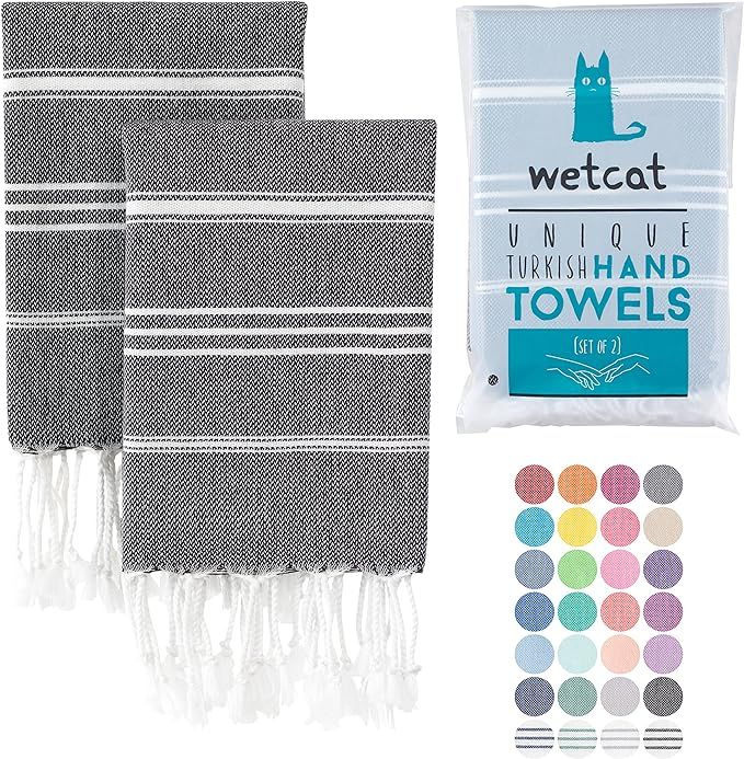 WETCAT Turkish Hand Towels with Hanging Loop (20 x 30) - Set of 2, 100% Cotton, Soft - Prewashed ... | Amazon (US)