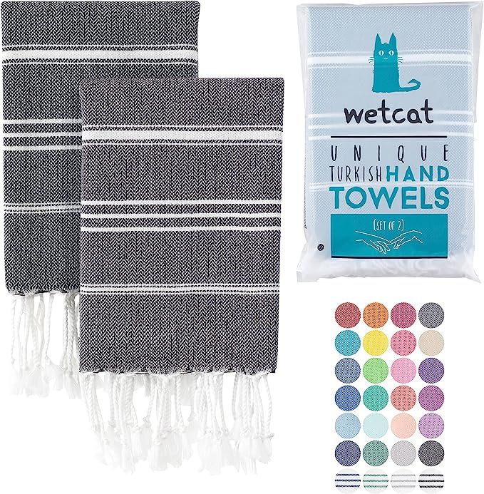 WETCAT Turkish Hand Towels with Hanging Loop (20 x 30) - Set of 2, 100% Cotton, Soft - Prewashed ... | Amazon (US)