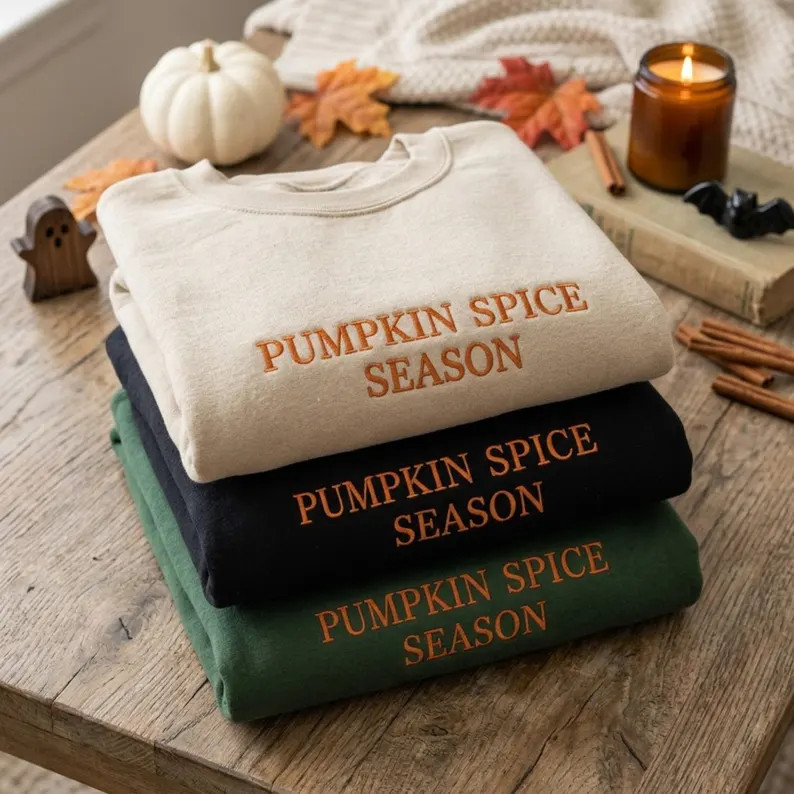 Embroidered Pumpkin Spice Season Sweatshirt: Funny Crewneck Sweater | Etsy (Global)