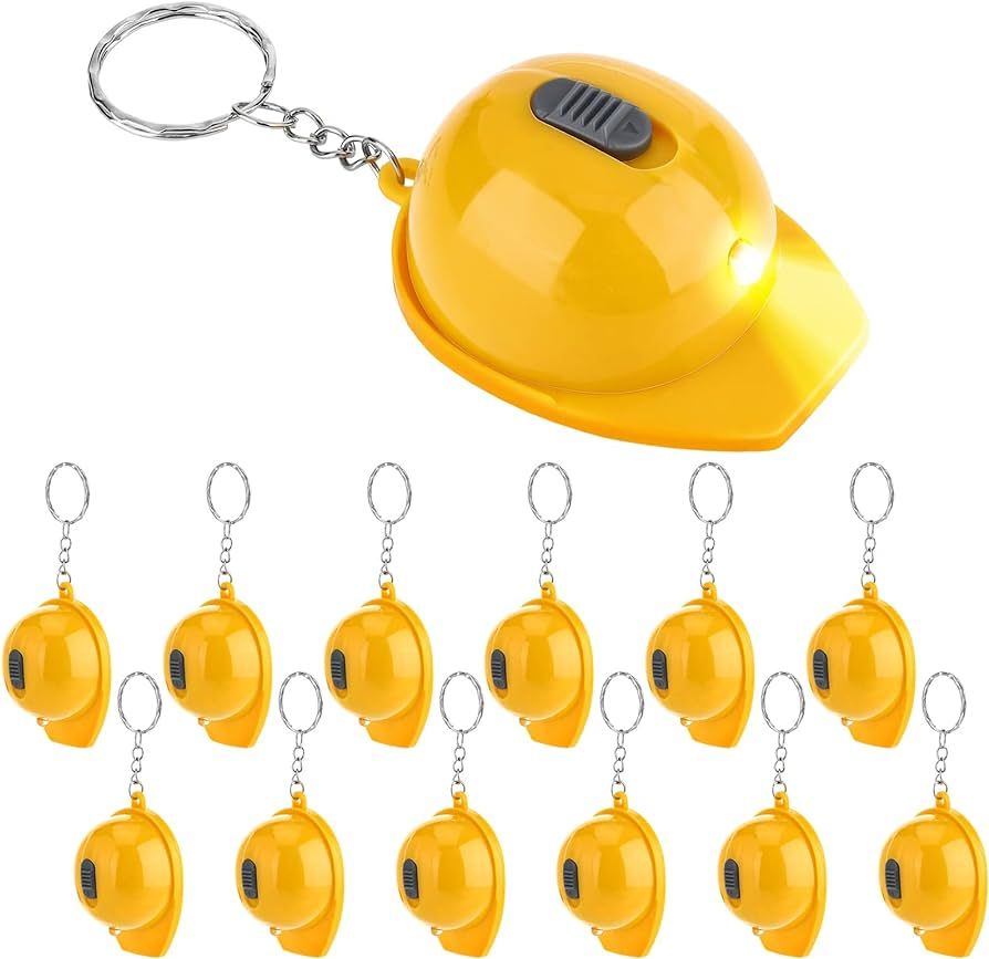 Bonuci Construction Party Favors Mini Flashlight Keychain Miniature Construction Helmet Flashligh... | Amazon (US)
