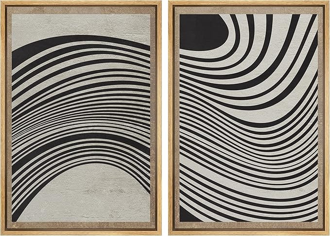 SIGNWIN Framed Canvas Print Wall Art Set Mid-Century Spiral Wave Collage Abstract Shapes Illustra... | Amazon (US)