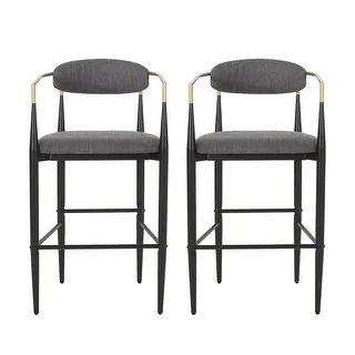 Elmore Fabric and Iron 30 Inch Barstools (Set of 2) by Christopher Knight Home - On Sale - Overst... | Bed Bath & Beyond