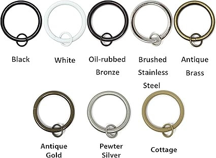 Urbanest Solid Metal Window Drapery Curtain Panel Ring with Eyelet, 1.5" Inner Diameter, Fits Up ... | Amazon (US)