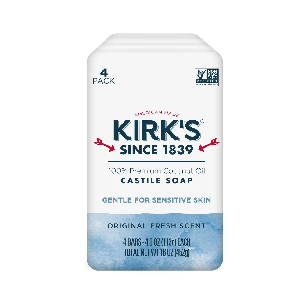 Kirk's Castile Bar Soap - Made With Premium Coconut Oil, Original Fresh Scent, 4 oz. Bars, 4 Pack | Walmart (US)