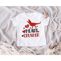 Heart Crusher Toddler Valentine Shirt, Kids Rex Dino, T-Rex Boys Shirt, Dinosaur Tee, Cute Saurus Bo | Etsy (US)