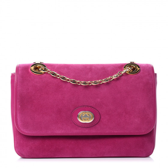 GUCCI Suede Small Marina Chain Shoulder Bag Fuchsia | Fashionphile