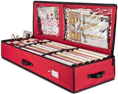 Premium Christmas Gift Wrap Organizer, Interior Pockets, fits 18-24 Standers Rolls, Underbed Stor... | Amazon (US)
