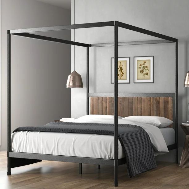 Zinus Wesley 72” Metal and Wood Canopy Platform Bed Frame, Full | Walmart (US)