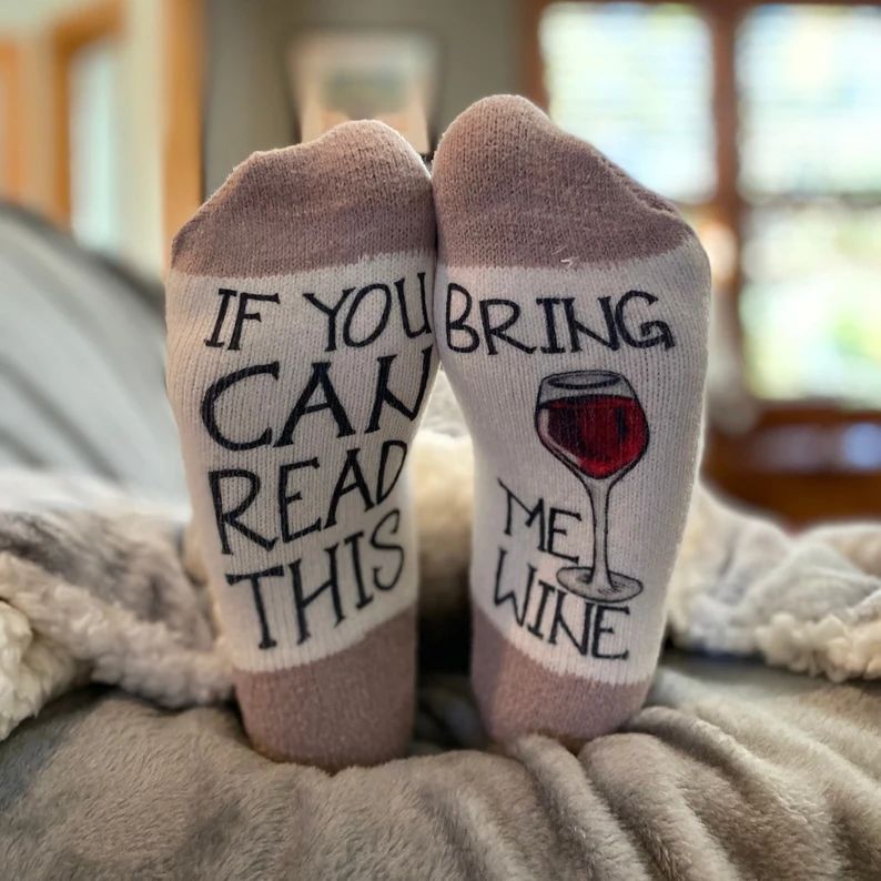 If You Can Read This Bring Me Wine Socks Womens One Size Fits Most Ready to Ship Gift Idea - Etsy | Etsy (US)