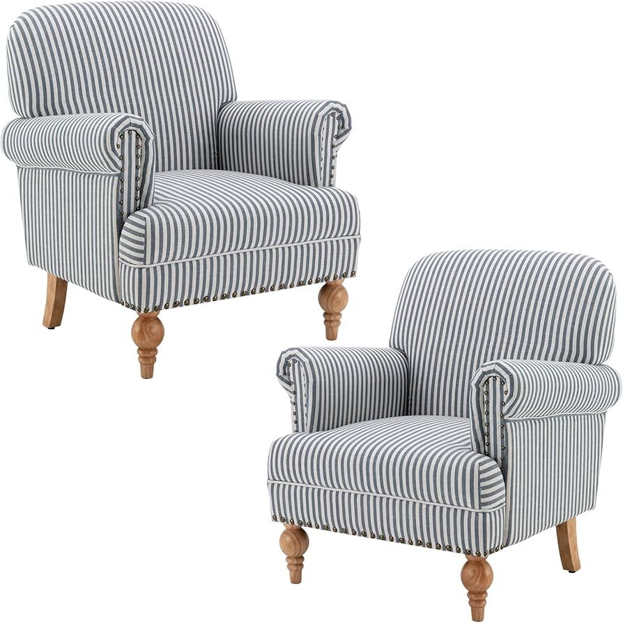 chairus Linen Accent Chair for Living Room Set of 2 Upholstered Mid Century Modern Single Sofa Ch... | Amazon (US)