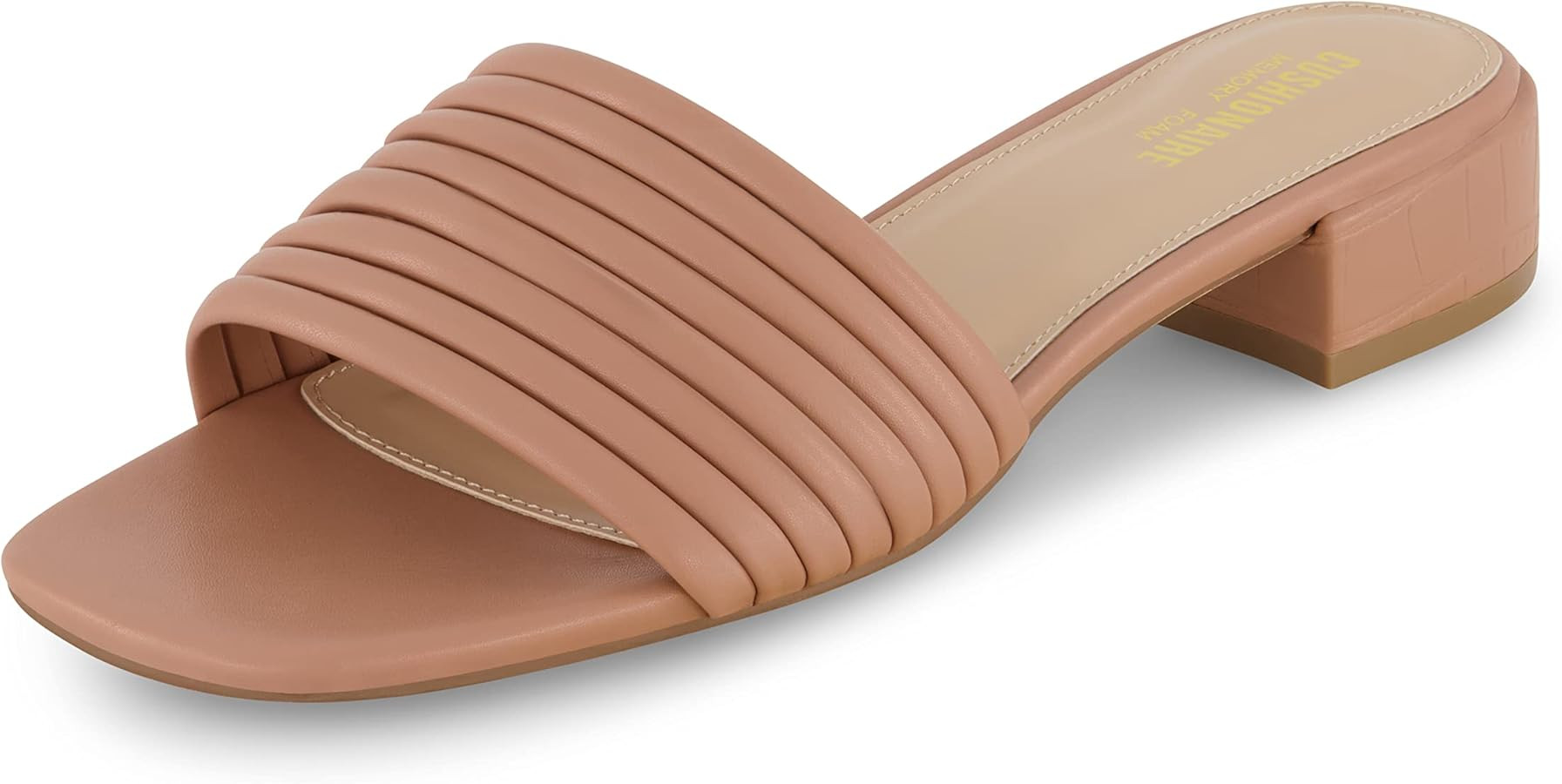 CUSHIONAIRE Women's Nino strappy low block heel slide sandal +Memory Foam and Wide Widths Available | Amazon (US)
