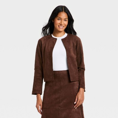 Women's Suede Jacket - A New Day™ Brown XS | Target