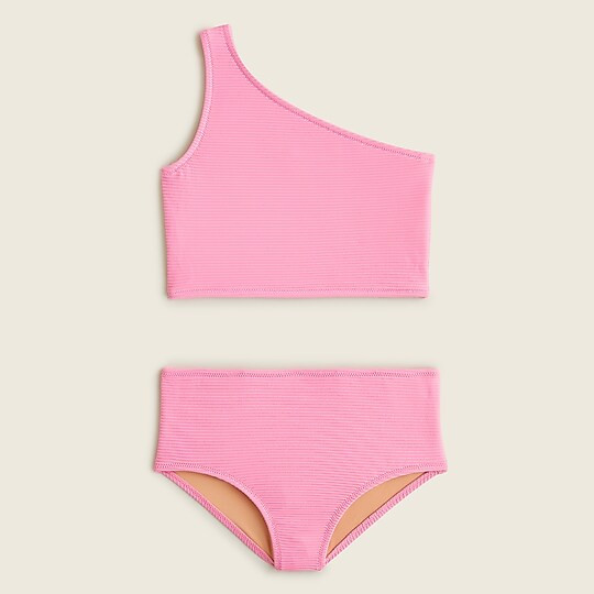 Girls' ribbed one-shoulder two-piece swimsuit with UPF 50+ | J. Crew US
