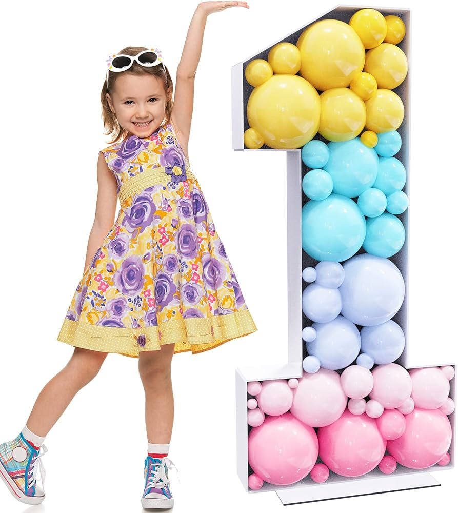 Xiomot 4FT Marquee Numbers Mosaic Large Numbers 1 Balloon Frame for Birthday Party Wedding Backdr... | Amazon (US)