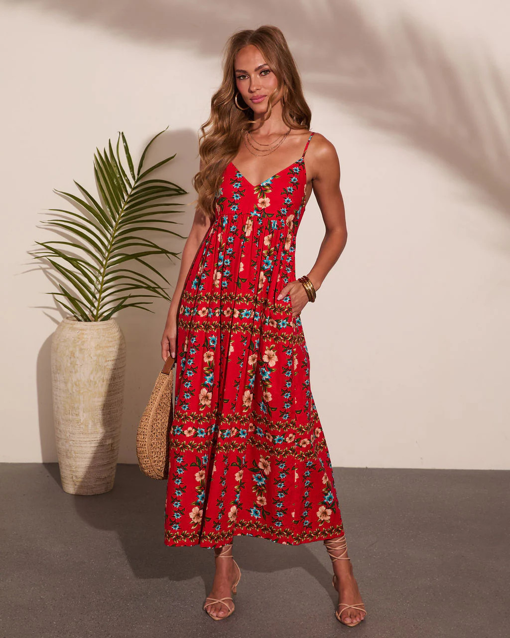 Wildflower Whisper Linen Blend Floral Maxi Dress | VICI