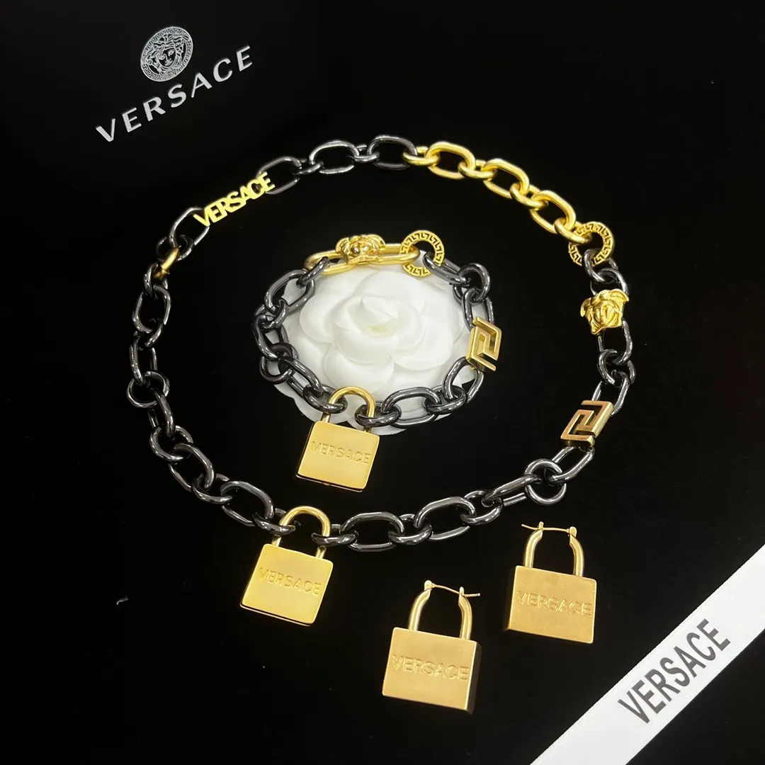 Dupe Versace Necklace Fashion Designer Bracelet Lock Earrings With Gift Box From Luxshop136, $21.... | DHGate