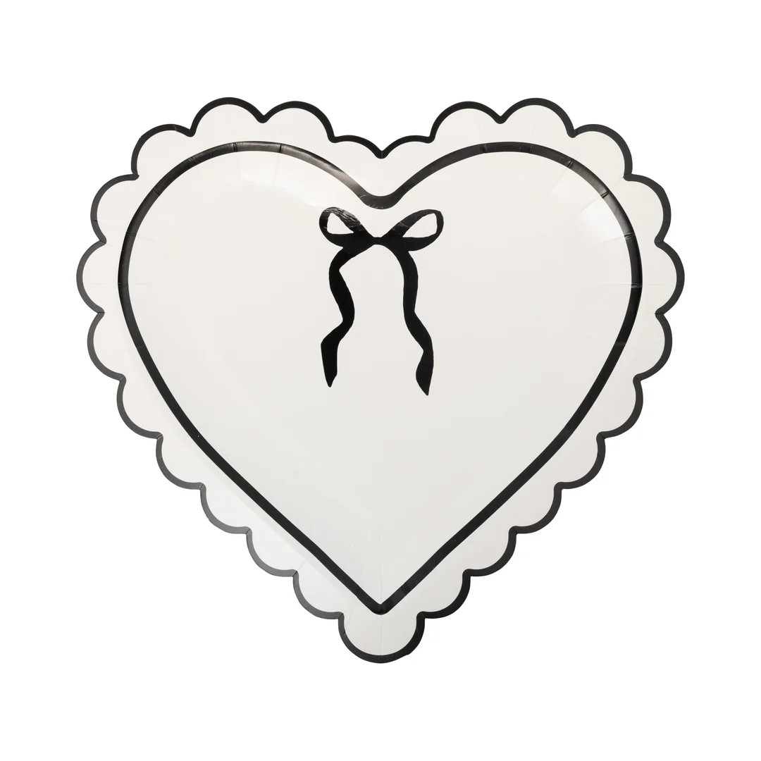 Cream and Black Scalloped Heart Shaped Plate | My Mind's Eye