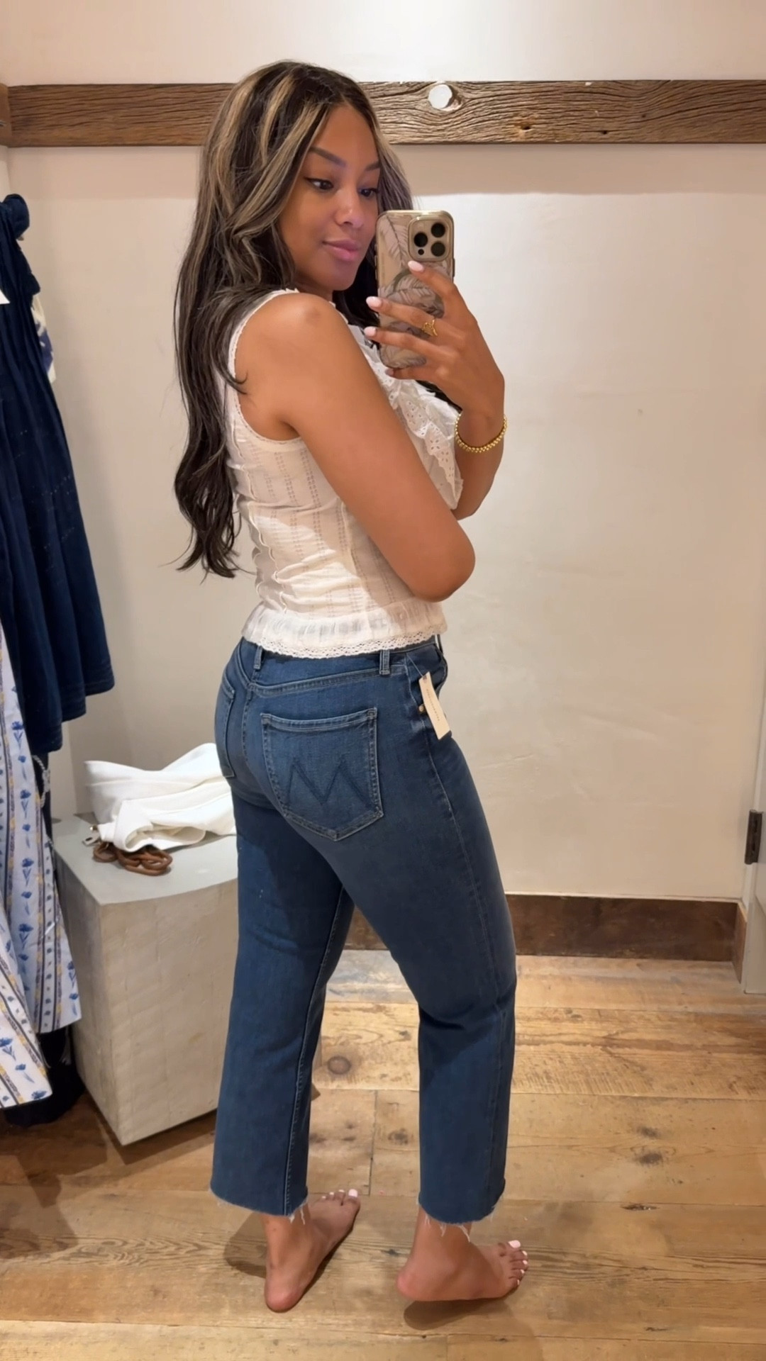 Cute casual Spring outfit Anthropologie 🤍 size XS Pilcro Eyelet Ruffle Tank, size 27 Mother The Rambler Zip Straight Leg Ankle Jeans 🛍️

Anthro Anthropologie finds denim spring outfits ruffle lace up faux suede sleeveless stretch casual simple cottagecore 

#LTKootd